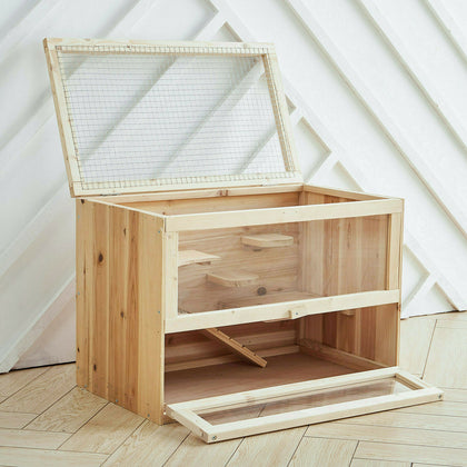 2 Tier Hamster Cage Wooden Small Animals Hutch Mice Rodent Play Exercise House