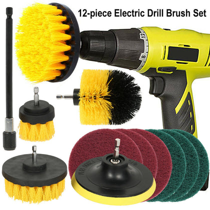 12X Drill Brush Electric Attachment Set Power Scrubber Cleaning Scrub Cleaner UK