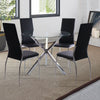Clear Glass Round Table and Chairs Set Living Dining Room Furniture Metal Legs