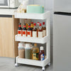3/4 Tier Trolley Cart Slim Rolling Kitchen Storage Rack Shelf Trolley With Wheel