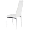 2 Modern White Faux Leather Dining Chairs Padded Seat High Back Chrome Metal Leg