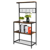 Kitchen Microwave Oven Stand Baker Rack Shelf Storage Organiser w/Hooks