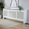 Extending Adjustable White Radiator Cover Wooden MDF Wall Cabinet Slatted Grill