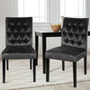 2X High Back Velvet Fabric Buttoned Back Dining Chairs Soft Side Chair Wood Legs