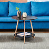 2 tier Small Side Sofa Table with Storage Shelf for Living Room Marble Effect BN