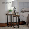 Set of 3 Round Vintage Wooden/Steel Nesting Side Coffee Tables Hallway Bedroom
