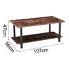 2 Tier Industrial Coffee Table Rustic Wood & Metal Living Room Table Rectangle
