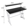 White Folding Computer Desk,Study Writing Table 2 Tier Shelf Storage Home Office