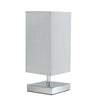 Modern Touch Table Lamps Chrome Square Fabric Lampshades LED Light Bulb Lighting