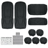 Deluxe Car Seat Covers Pu Leather Universal Protector Full Set Front Rear Black