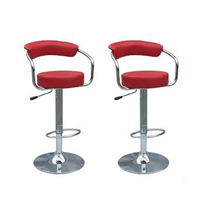 PAIR RED BROADWAY FAUX LEATHER KITCHEN BAR STOOL PUB BARSTOOLS SWIVEL PU T305