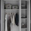 Matte Grey 3 Door Wardrobe Storage Cupboard with Shelves Rail Bedroom Furniture