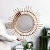 Rustic Sun Flower Boho Round Rattan Bamboo Framed Wall Hanging Mirror Bedroom UK