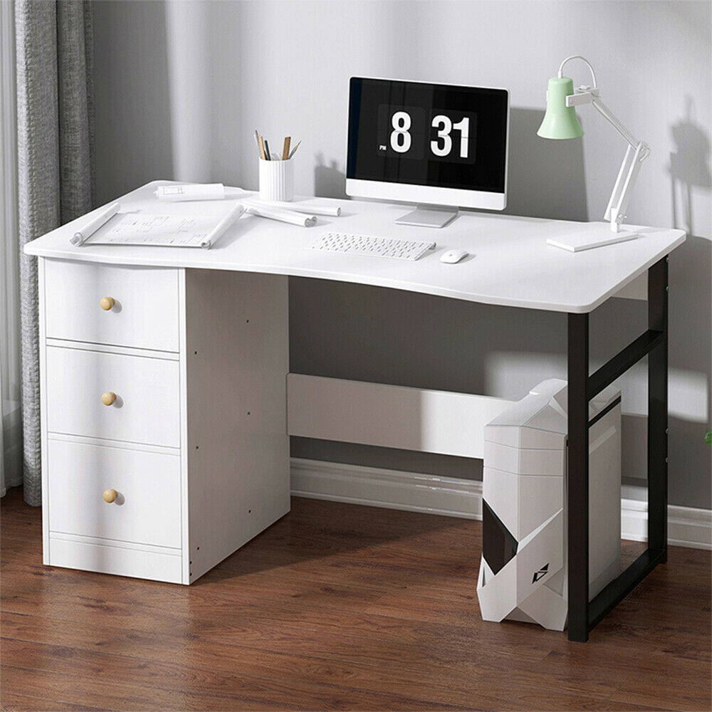 3 Drawers Large Desktop Computer Desk PC Laptop Study Table Writing Wo ...