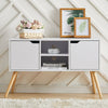 Wooden TV Stand Scandinavian Media Cabinet 2 Door 2 Shelves Cupboard Sideboard