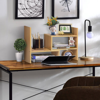 Desktop Organizer DIY Table Storage Rack Wooden Display Shelf Rack DeskBookcase