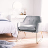 Velvet Armchair | Grey Accent Dressing Table Lounge Chair Metal Frame