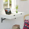 Wall Mounted Computer Desk Floating White Table Space Saving Storage Workstation
