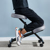 Kneeling Posture Chair Grey Stool Ergonomic Seat Leather w/ Wheels