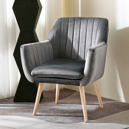 ArmChair Velvet Dining w 8cm Padded Cushion Comfy Cover for Home & Office