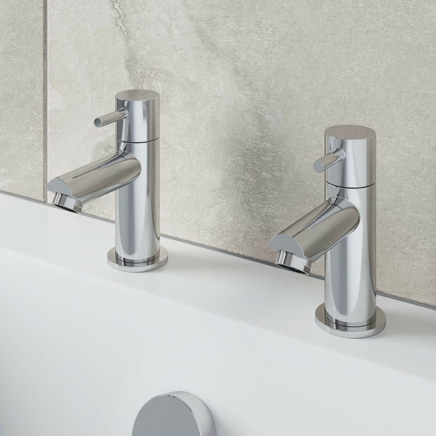 Modern Chrome Bathroom Sink Twin Taps Bath Filler Shower Mixer Basin Mini Mixer