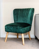 Velvet Oyster Style Accent Chair Occasional Seat Modern Bedroom Green