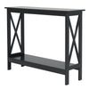 2 Tier Hallway Console Table with Shelf Side Narrow Sofa End Table Black White