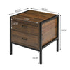 Vintage Bedside Table Cabinet 2 Drawer Rustic Wood Metal Bedroom Night Stand