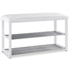 3-Tier Hallway Bench Shoe Rack Stand Seat Organiser With Upholstered Seat White