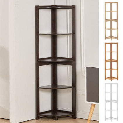 5 Tier Free Standing Bookcase Corner Shelf Storage Unit Display Rack Bedroom UK
