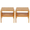 1 Pair Bamboo Sofa Side Table End Table Stackable Bedside Table 2 Storages