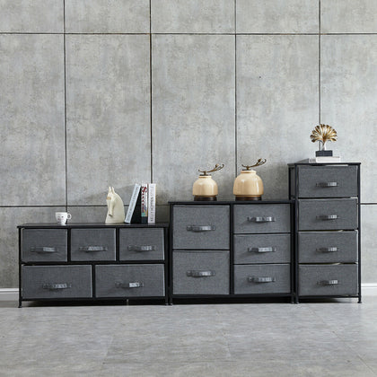 Dark Grey Fabric Cabinet Chest of Drawers Bedside Table Storage 2/3/4/5/7 Drawer