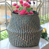 Flower Plants Seagrass Woven Storage Pots Bag Wicker Basket Straw Home Decor -C