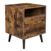 Nightstand Sofa Side Table End Table with Open Shelf + Cabinet LET170B01