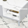 Two-Tone Coffee Table Marble Effect w/ Storage Wood Legs Home Furniture