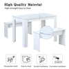 3 Pcs Modern Dining Table Set Table and 2 Bench Marble Look Kitchen Home White