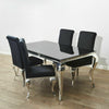 Louis Black Velvet High Seat Dining Chairs with Stainless Steel Chrome Legs Chic
