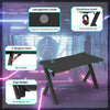 Extra Wide Black Carbon Effect Gaming Computer Desk Table with Holder Hook X Leg