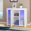 Modern Cabinet Cupboard sideboard TV Unit Brown & White with FREE RGB LED Lights