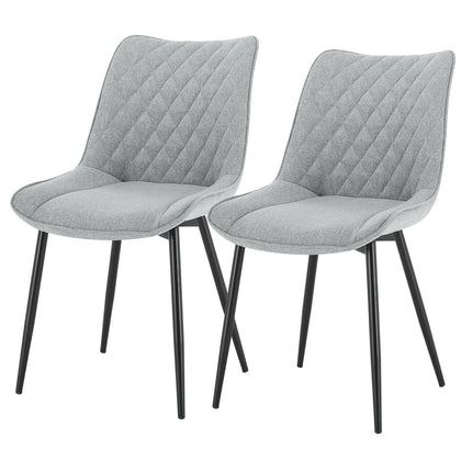 2XDining Chairs Kitchen Chairs Living Room Chairs Linen with Padded Seat Grey