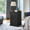 Bedside Table w/ Drawer & Door, Bedside Cabinet Nightstand,End Table White/Black