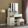 Dressing Table Stool Bedroom Vanity Set Makeup Desk with Mirror & 4 Drawer NEW