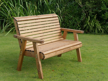 2 Seater Person Wooden Garden Bench Luxury Love Seat Chair Patio Set Treated New