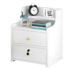 White Bedside Table Drawer Cabinet Small Side End Table Nightstand Storage Shelf