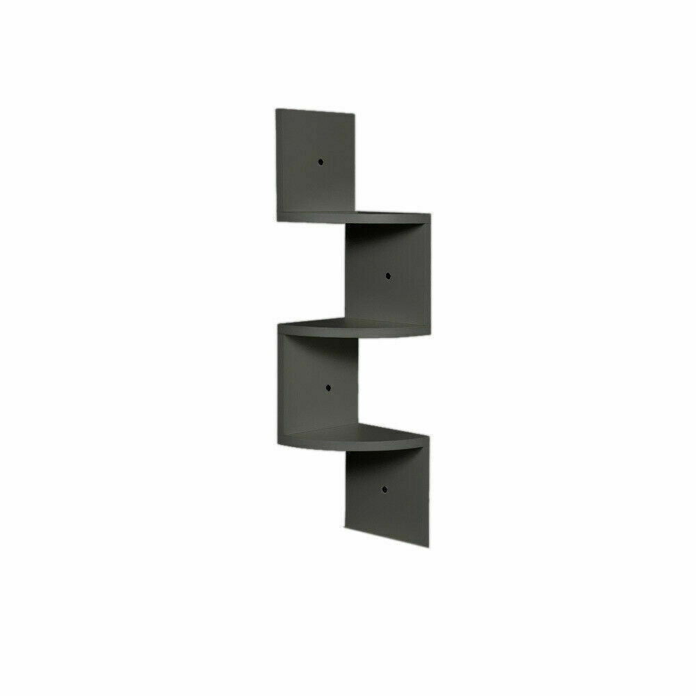 3/5 Tier Floating Wall Shelves Corner Shelf Storage Wood Display Bookcase Decor