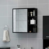 Bathroom Mirror Cabinet Black Chipboard Washroom Wall Storage Rack