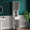 Tall Bathroom Cabinet Mirrored Door Cupboard Storage Shelf Shelving Unit