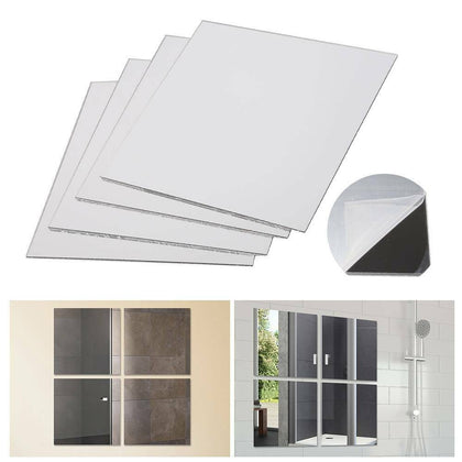 20cm New Set Of Self Adhesive Wall Mounted Bathroom Kitchen Bedroom Mirror Tiles