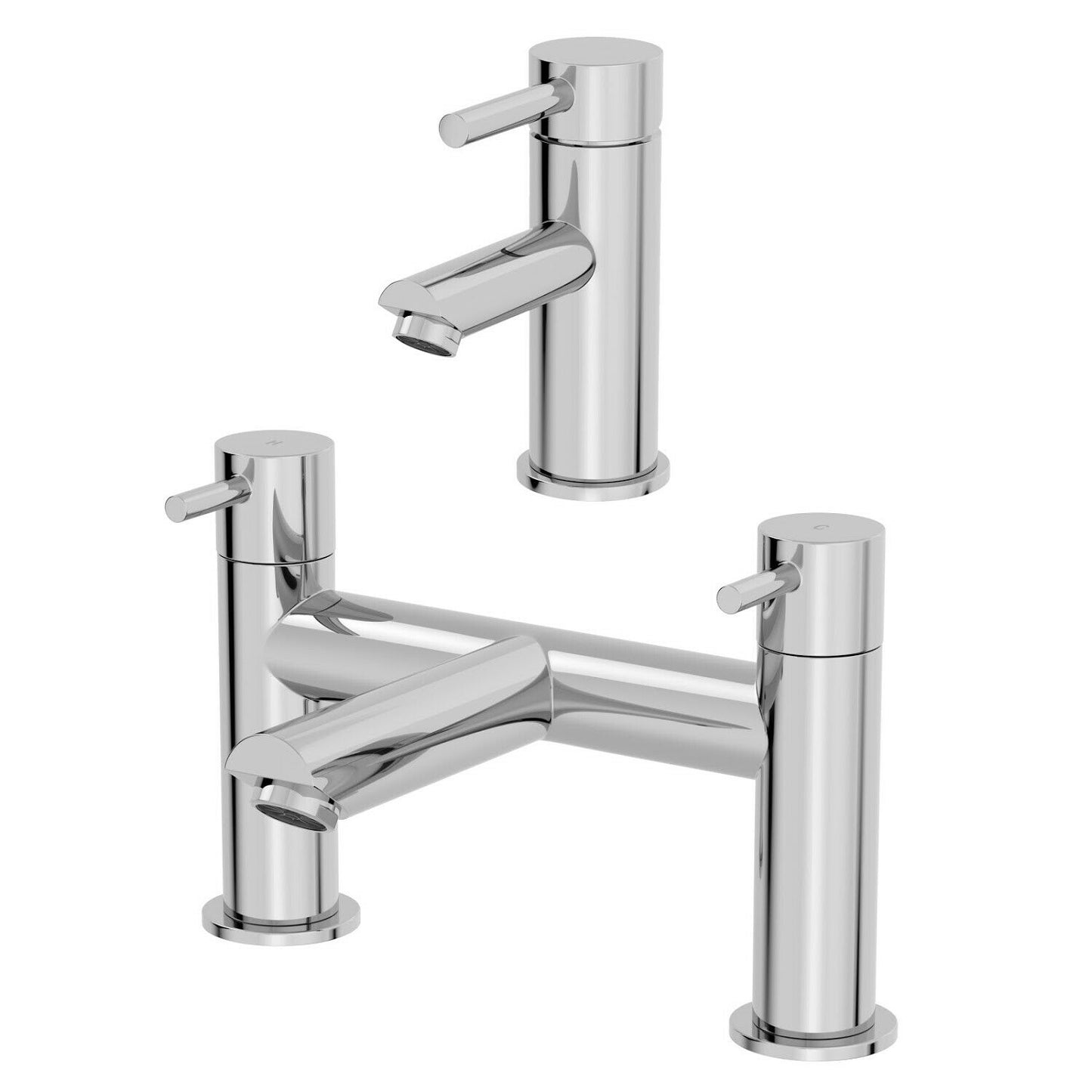 Modern Chrome Bathroom Sink Twin Taps Bath Filler Shower Mixer Basin Mini Mixer