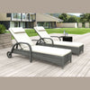 2PCS Sun Lounger Rattan Sun Set Bed Garden Folding Recliner Chair w/ Cushion
